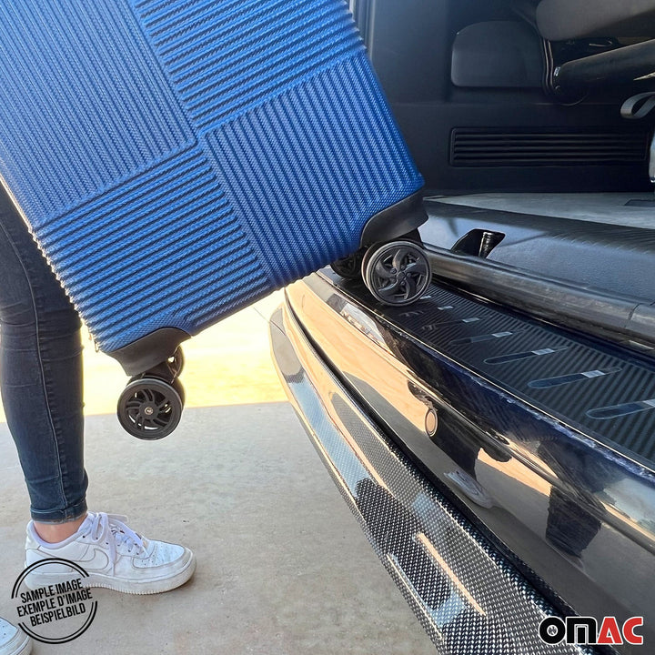 OMAC USA Rear Bumper Sill Cover Protector Stainless Steel Carbon Foiled for RAV4 (2019-2025)