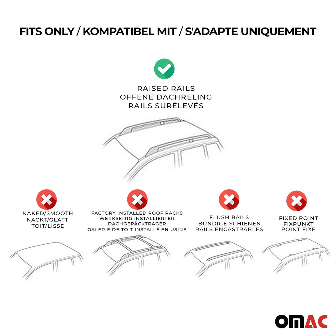 2016-2018 Toyota RAV4 Roof Rack Cross Bars Silver