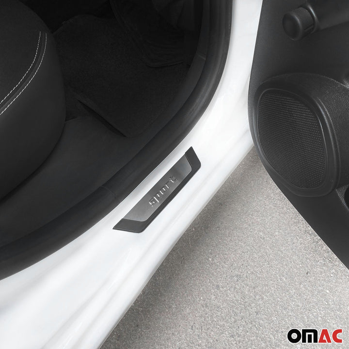 OMAC USA Door Sill Scuff Plate Scratch Protector Sport Brushed Stainless Steel 4Pcs for Tacoma