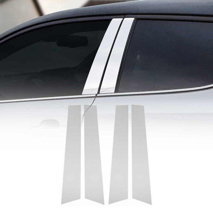 OMAC USA Window B Pillar Posts Door Trim Cover Stainless Steel Silver 4x for RAV4 (2013-2018)