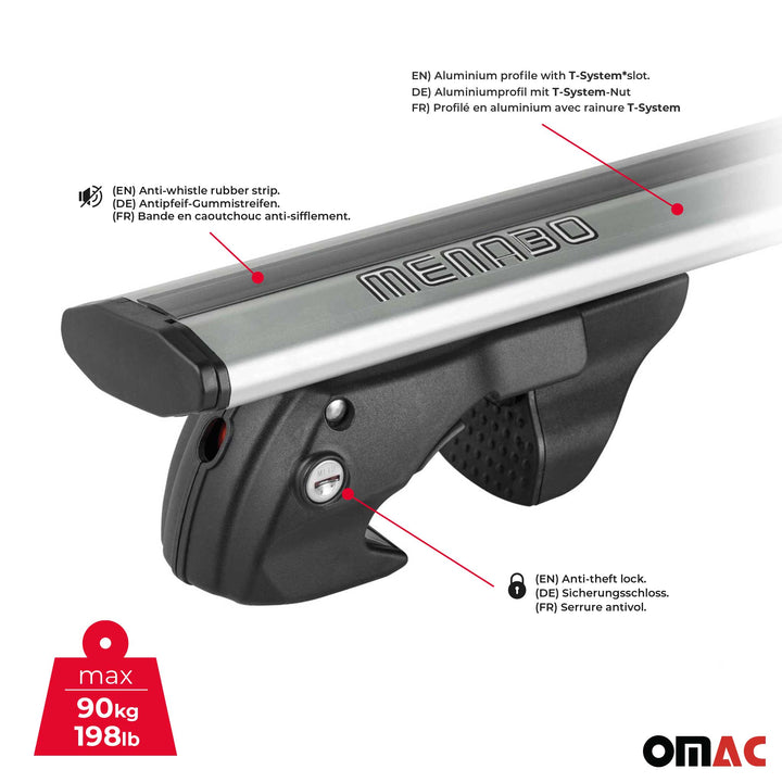 2001-2005 Toyota RAV4 Roof Rack Cross Bars Silver