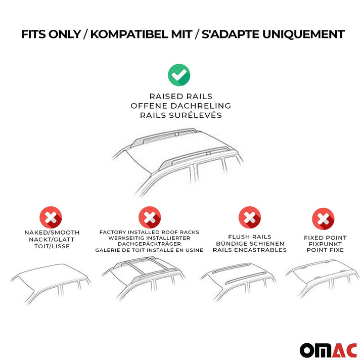 2008-2018 Toyota Sequoia Roof Rack Cross Bars Black