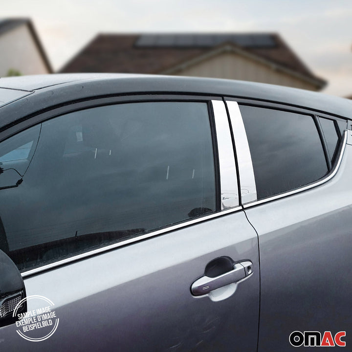 OMAC USA Window B Pillar Posts Door Trim Cover Stainless Steel Silver 4x for RAV4 (2013-2018)