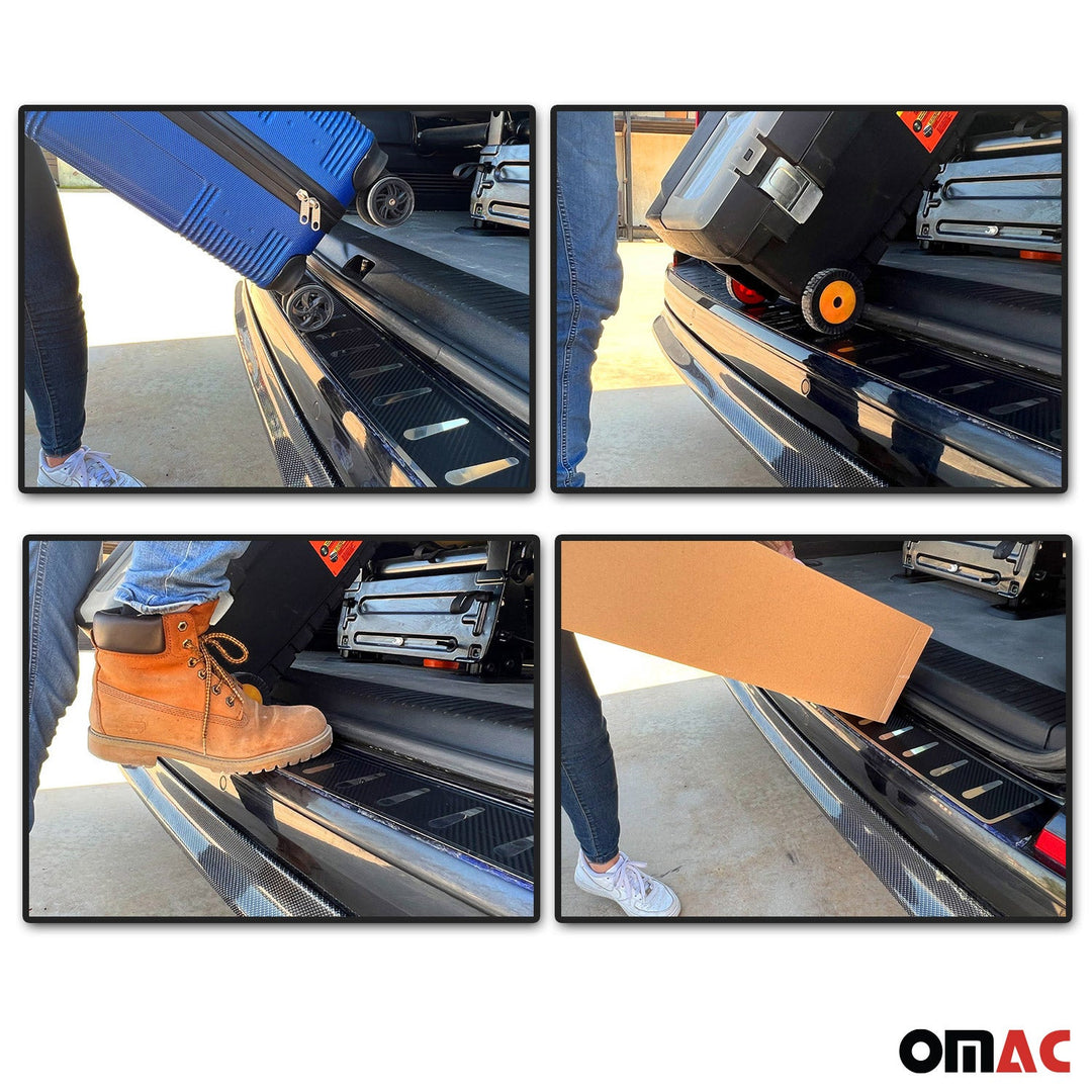 OMAC USA Rear Bumper Sill Cover Protector Stainless Steel Carbon Foiled for RAV4 (2019-2025)