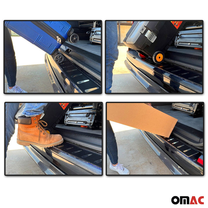 OMAC USA Rear Bumper Sill Cover Protector Stainless Steel Carbon Foiled for RAV4 (2019-2025)