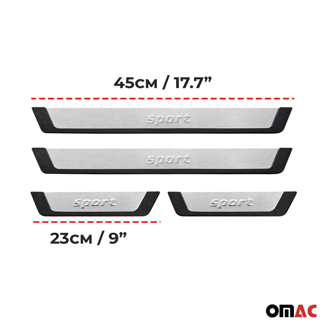 Toyota C-HR RAV4 Door Sill Scuff Plate Scratch Protector Sport Brushed Stainless Steel 4Pcs