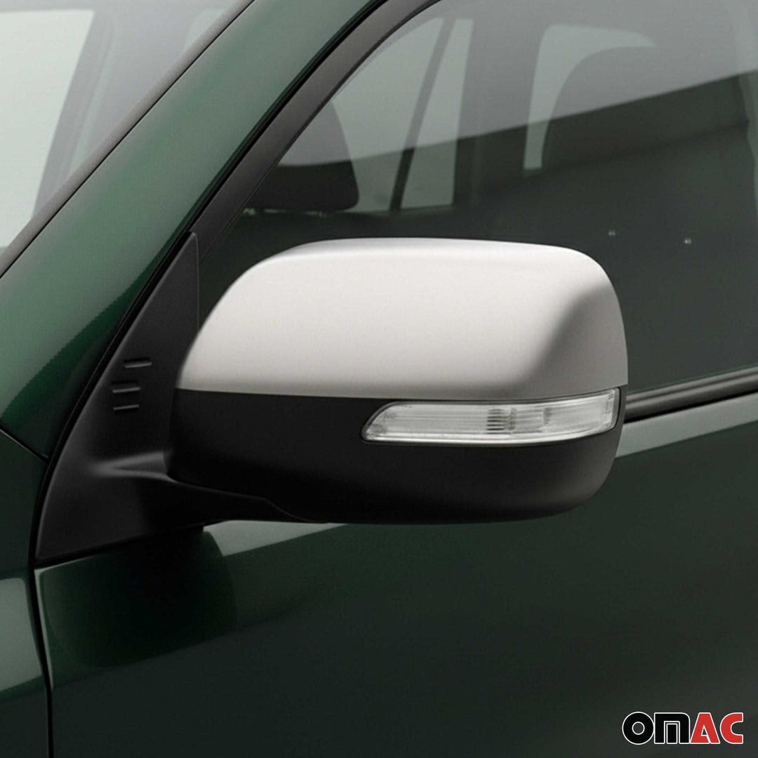 OMAC USA Side Mirror Cover Caps Brushed Stainless Steel Silver 2 Pcs for GX460 (2010-2013)