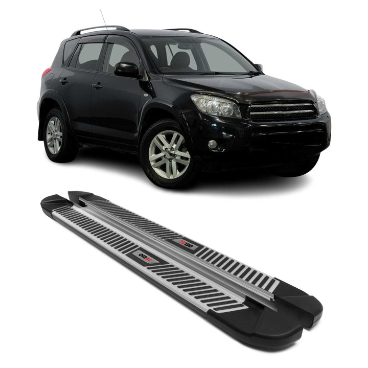 OMAC USA Running Boards Side Steps Silver & Black for RAV4 (2006-2012)