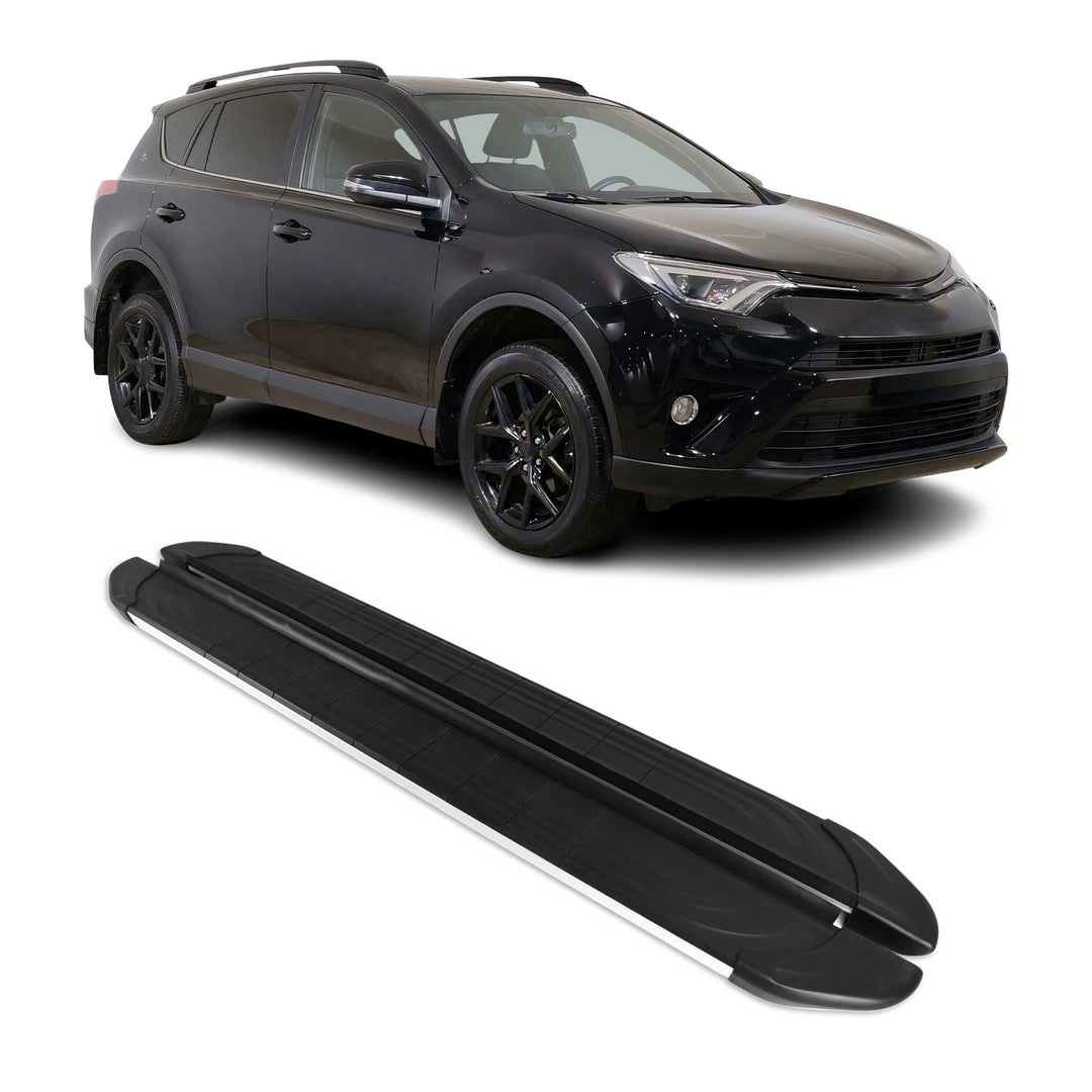 2019-2025 Toyota RAV4 Hybrid Running Boards Side Steps Silver & Black