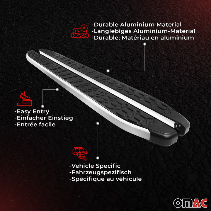 2013-2018 Toyota RAV4 Running Boards Side Steps Silver & Black