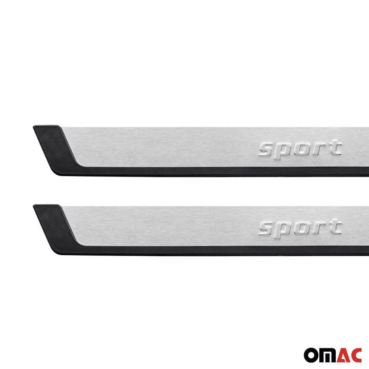 OMAC USA Door Sill Scuff Plate Scratch Protector Sport Stainless Steel Silver 2 Pcs for Rav4