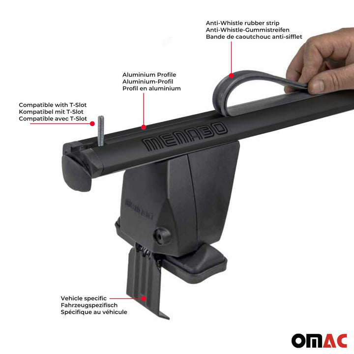 2016-2023 Toyota Tacoma Roof Rack Cross Bars Black