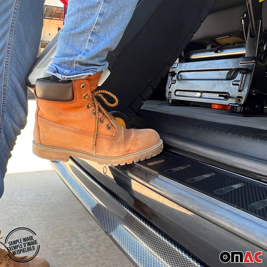OMAC USA Rear Bumper Sill Cover Protector Stainless Steel Carbon Foiled for RAV4 (2019-2025)