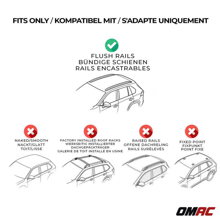 2024-2026 Toyota Land Cruiser J250 Roof Rack Cross Bars Carrier Silver