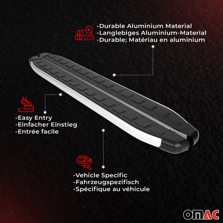 2019-2025 Toyota RAV4 Hybrid Running Boards Side Steps Silver & Black
