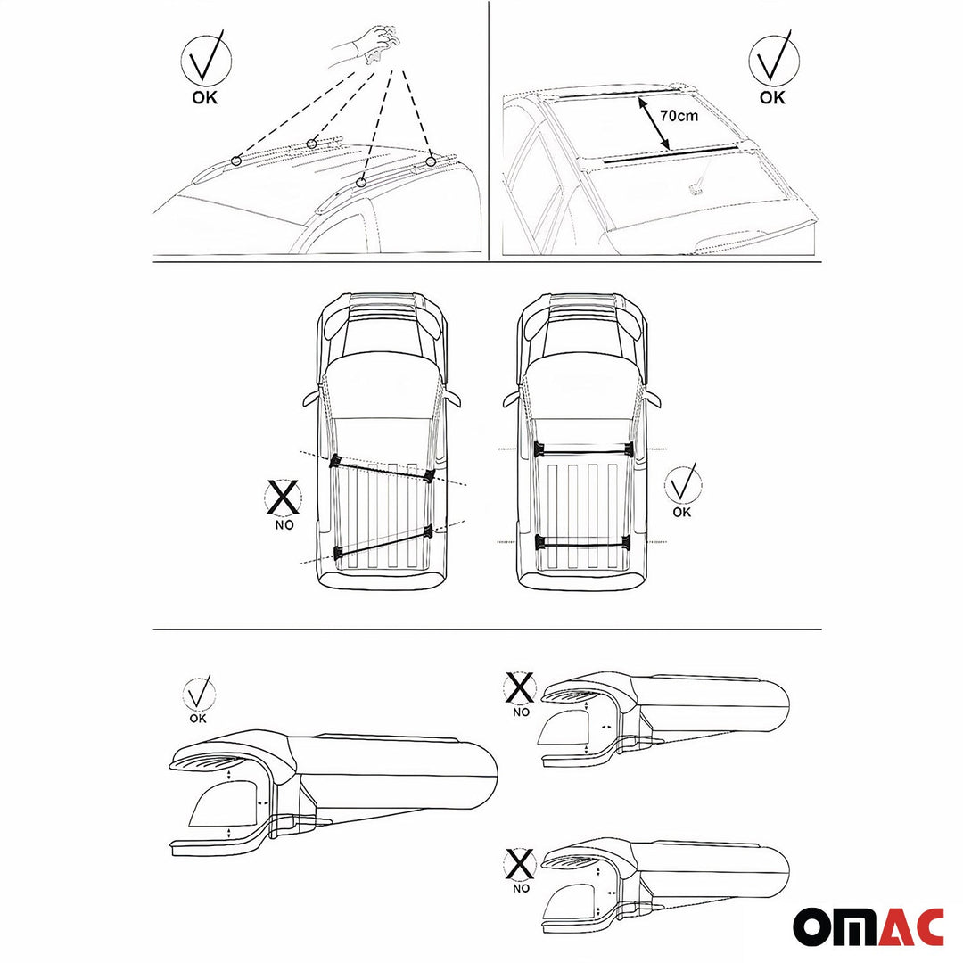 OMAC USA Roof Rack Cross Bars Black for RAV4 (2006-2012)