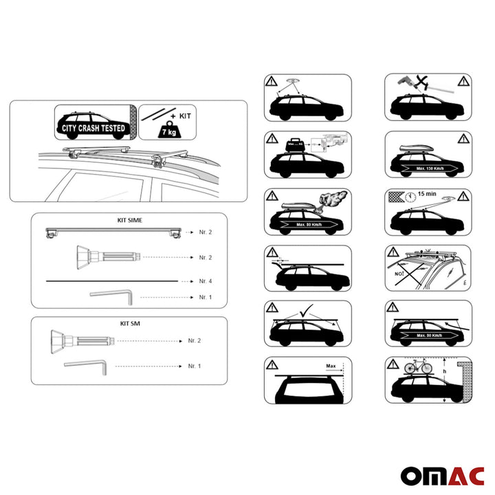 2006-2012 Toyota RAV4 Roof Rack Cross Bars Silver
