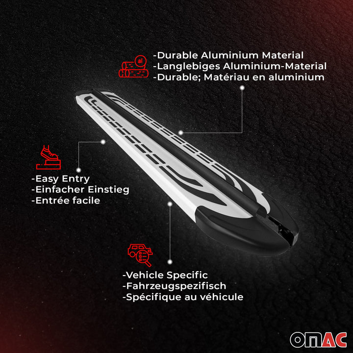 OMAC USA Running Boards Side Steps Silver for RAV4 (2013-2018)
