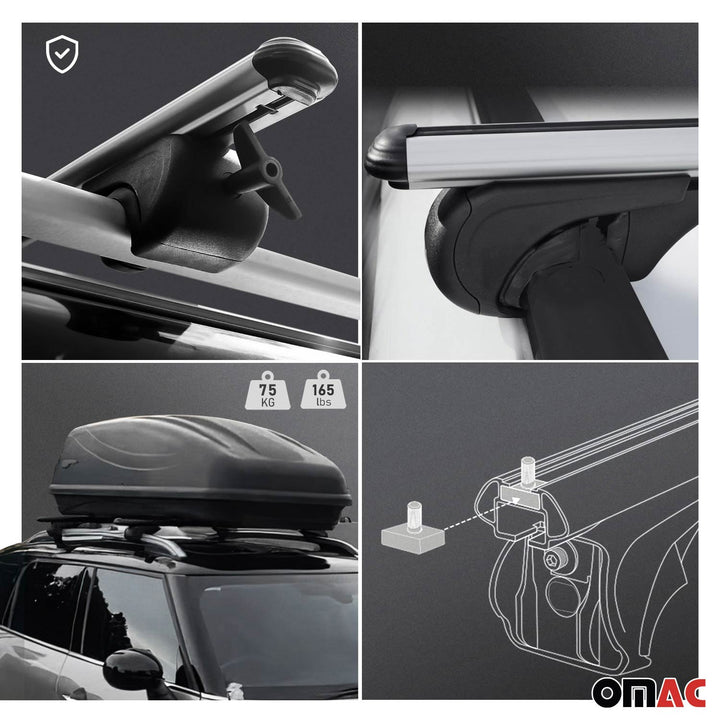 2008-2022 Toyota Sequoia Roof Rack Cross Bars Silver