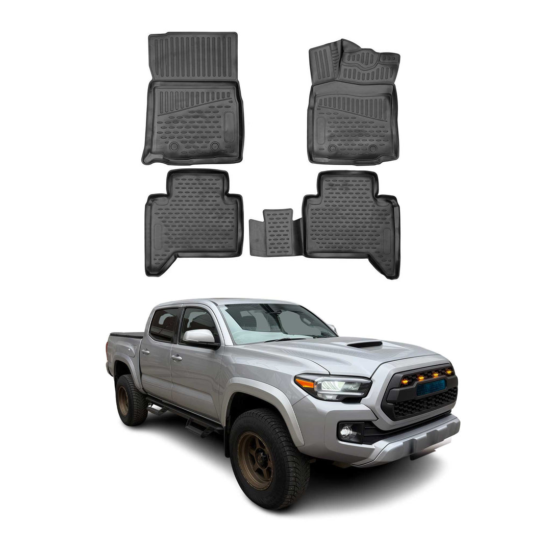 2018-2019 Toyota Tacoma Floor Mats Liners Full Set All Weather Black