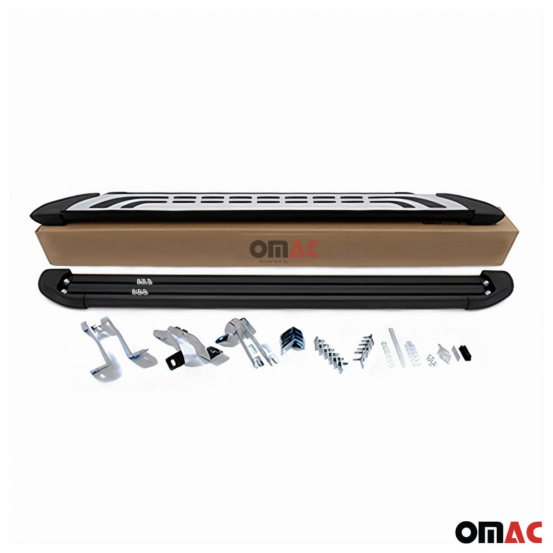 OMAC USA  Running Boards Side Steps Silver & Black for RAV4 (2013-2018)