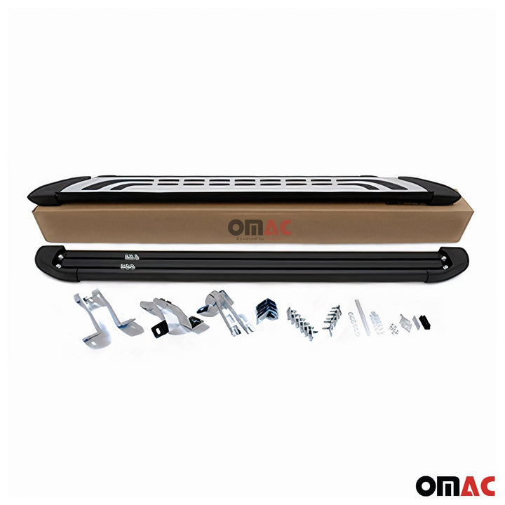 OMAC USA  Running Boards Side Steps Silver & Black for RAV4 (2013-2018)