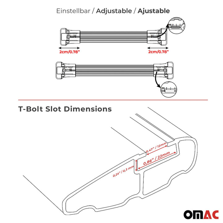 OMAC USA Roof Rack Cross Bars Black for RAV4 (2006-2012)