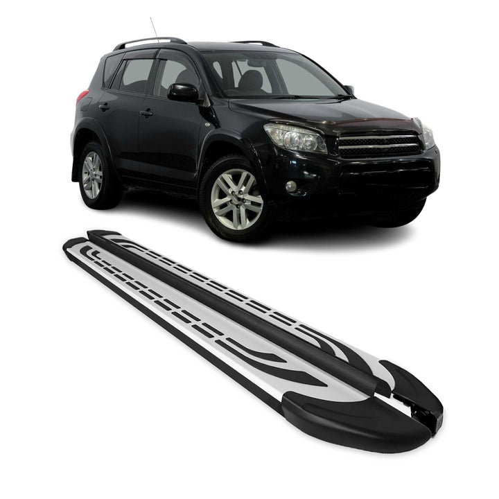 OMAC USA Running Boards Side Steps Silver & Black for Rav4 (2006-2012)