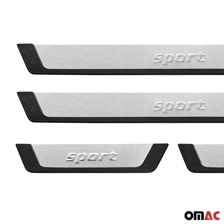 OMAC USA Door Sill Scuff Plate Scratch Protector Sport Brushed Stainless Steel 4Pcs for Tacoma