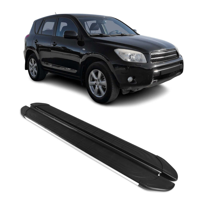 2013-2018 Toyota RAV4 Running Boards Side Steps Silver & Black