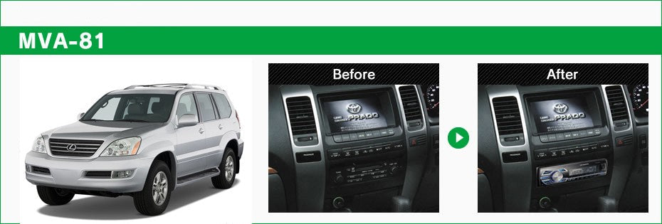 Stereo Replacement Kit for 2003-2009 Lexus GX 470 With Factory Navigation - Beat-Sonic MVA-81