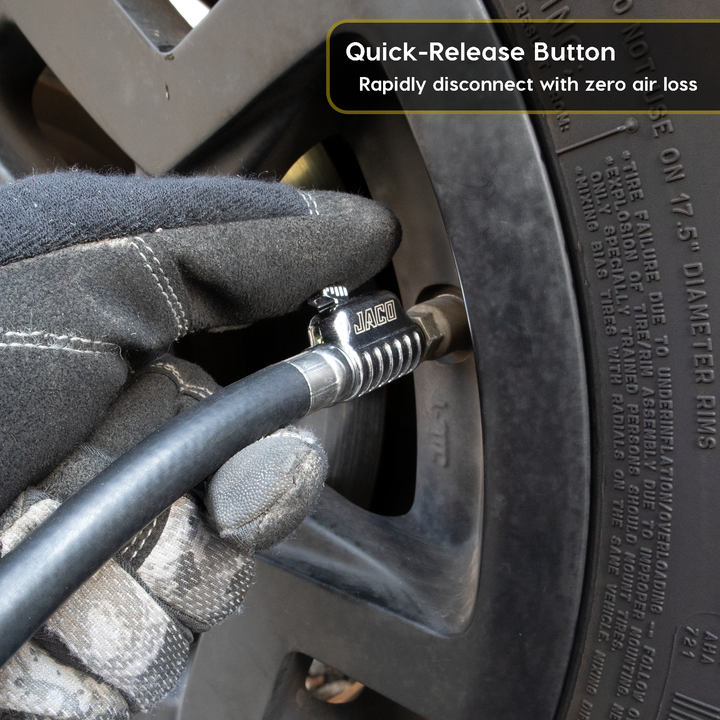 Lightning™ S2X Quick-Connect Locking Tire Inflator Air Chuck Extension | Patented Lock-on Compressor Hose Attachment (Open Flow)