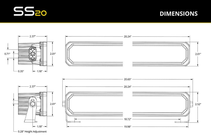 Diode Dynamics SS20 Yellow LED Light Bar (one)