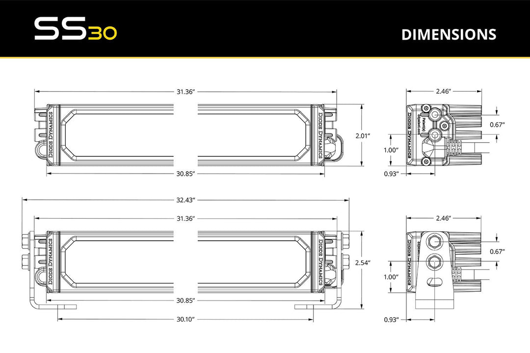 Diode Dynamics SS30 Yellow LED Light Bar (one)