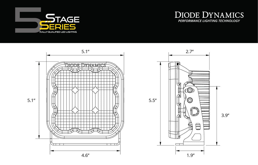 Diode Dynamics SS5 Yellow LED Pod (one)