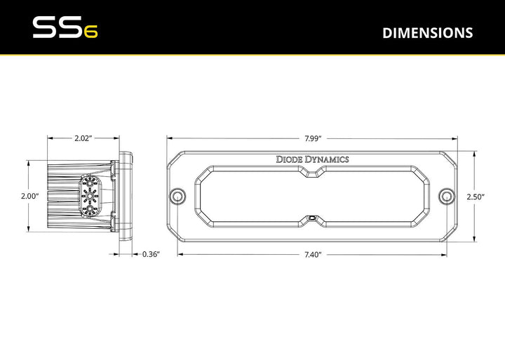 Diode Dynamics SS6 Yellow Flush Mount LED Light Bar (pair)