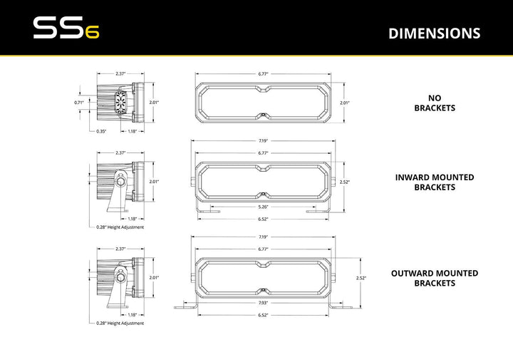 Diode Dynamics SS6 Yellow LED Light Bar (pair)