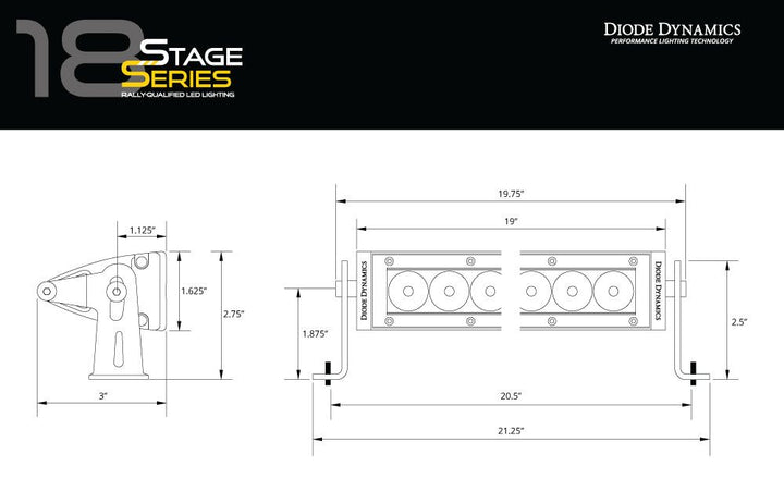 Diode Dynamics Stage Series 18" White Classic Light Bar