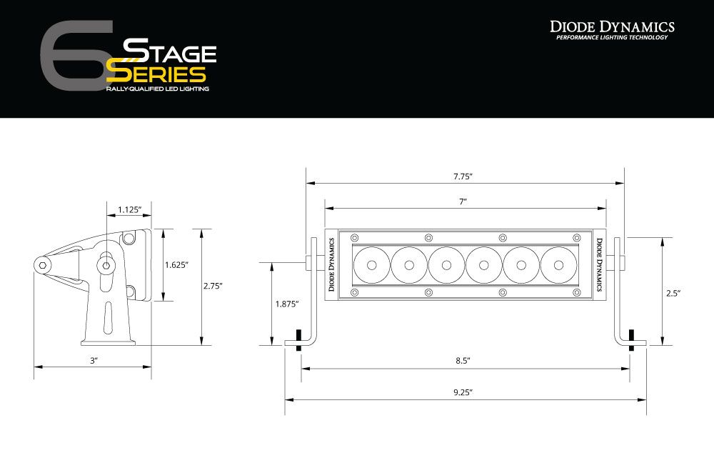 Diode Dynamics Stage Series 6" SAE Amber Classic Light Bar (one)