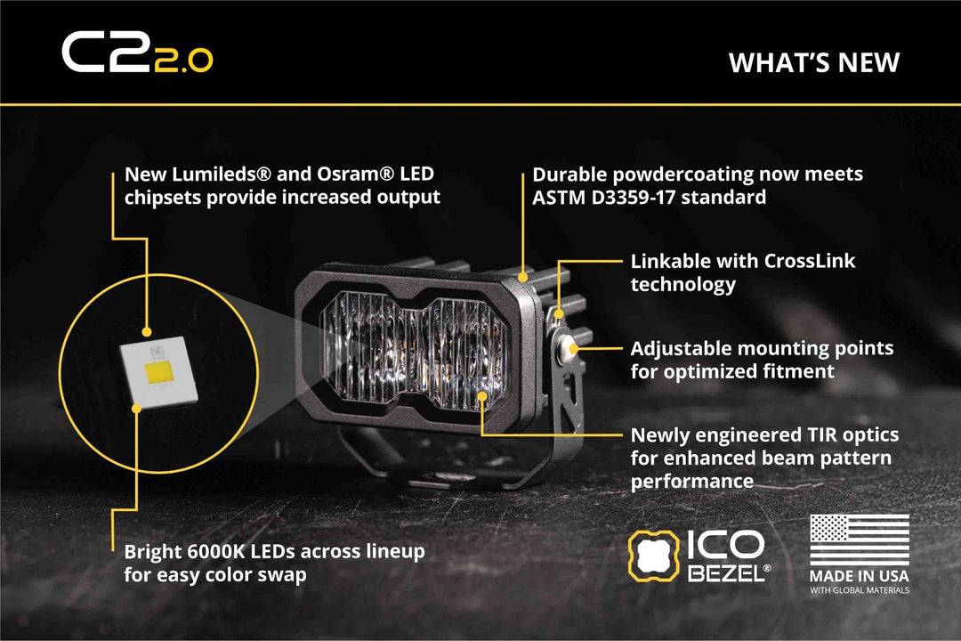 Diode Dynamics C2 2.0 Yellow Pro LED Pod (pair)