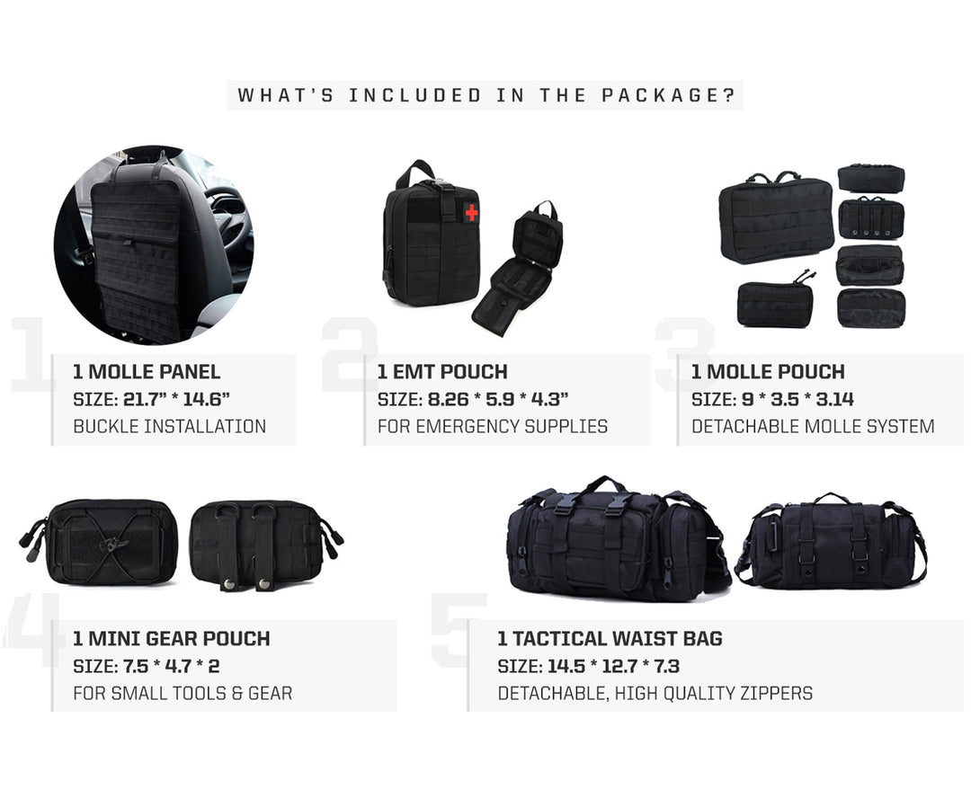 Skullvibe Tactical MOLLE Seat Organizer Full Set