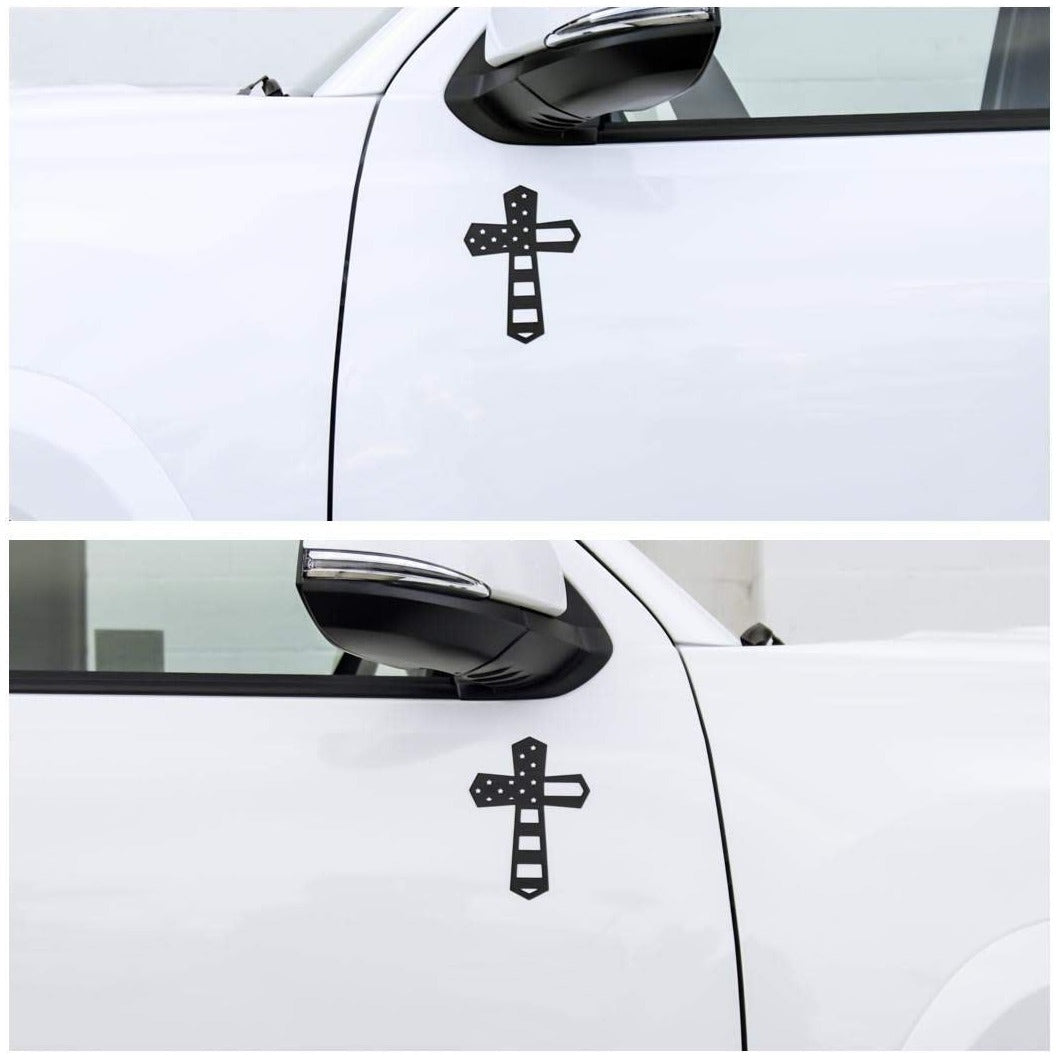 Tactilian God and Country American Flag Cross Magnet