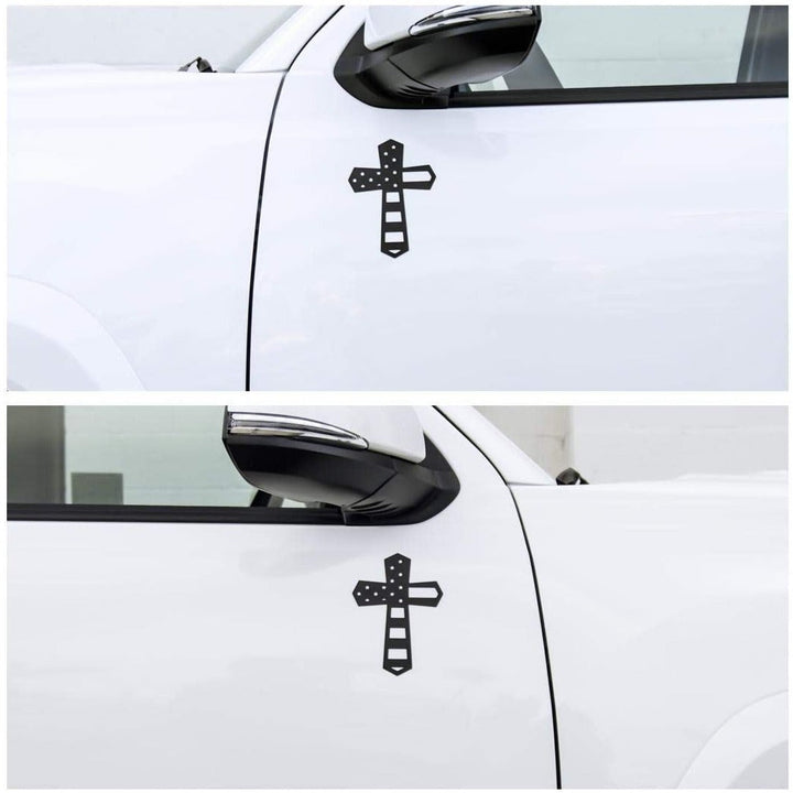 Tactilian God and Country American Flag Cross Magnet