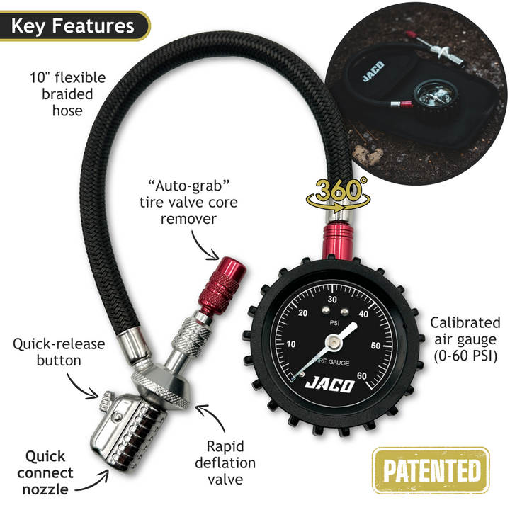 Lightning™ RX4 Tire Deflator with Gauge - 60 PSI | Quick-Connect Rapid Air Down Tool for Off Road 4x4